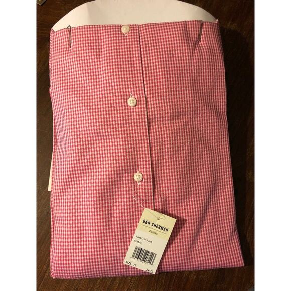 Ben Sherman Tailoring Office Stretch Collar 17 14 - 15 Coral Button Up Shirt - Picture 8 of 10